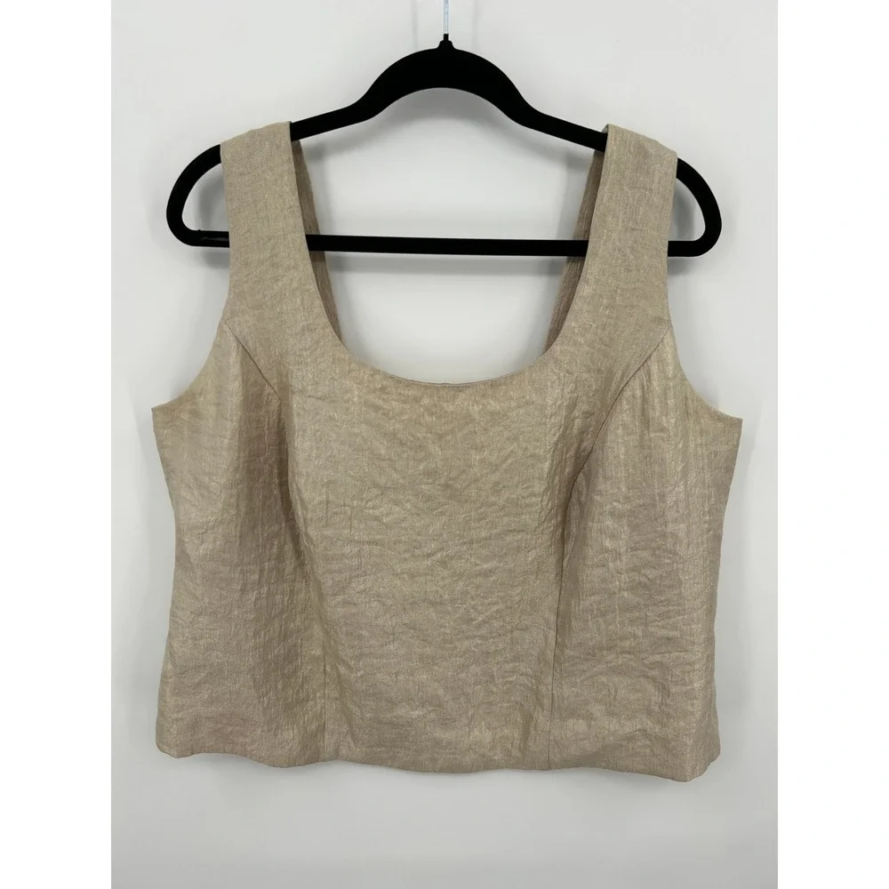 Expo New York Champagne Gold Metallic Sleeveless Shell Top Womens Size 16w - Picture 10 of 14